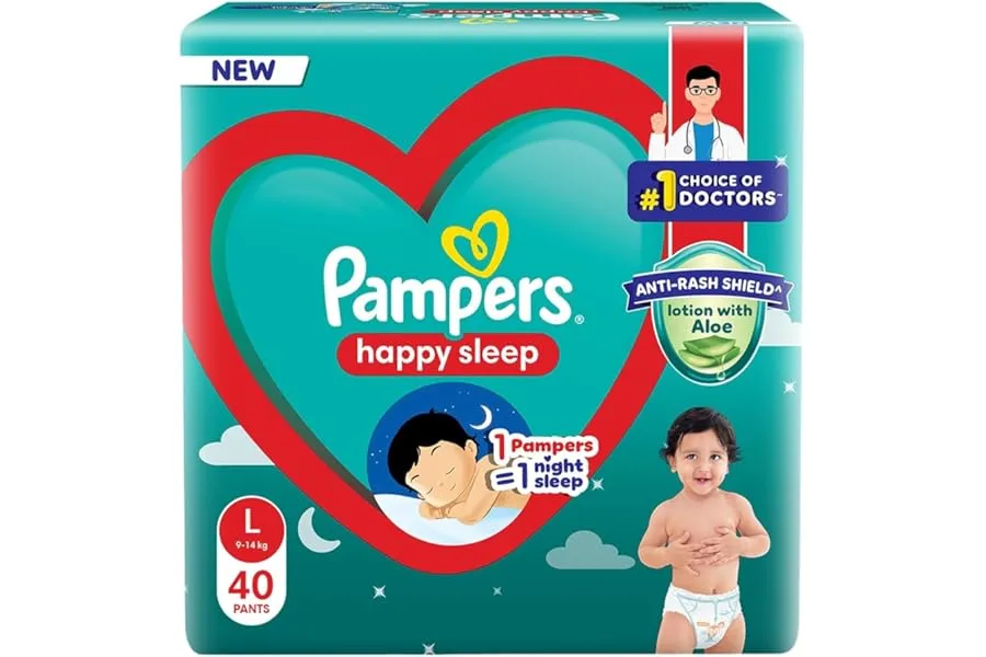 Pampers Happy Sleep Pant Style Baby Diapers, Large (L), 40 Count, 1 Pampers = 1 Night Sleep, wi — Linkbiz SmartDeal's