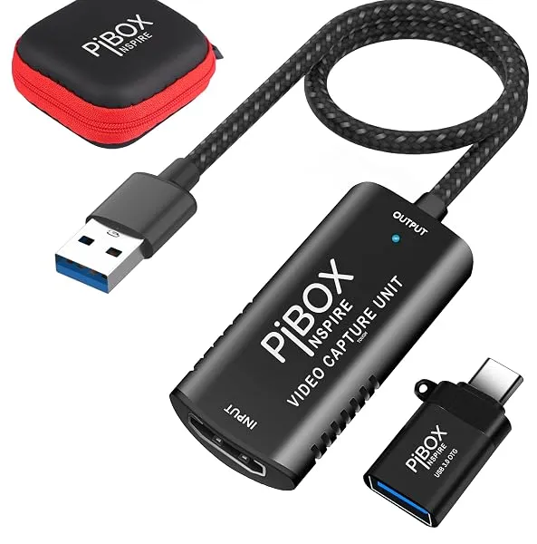 Video Capture Card, PiBOX India Braided Tough, 4K HDMI to USB 3.0 Game Capture Device Aluminium Windows Android Mac,HD 1080P Audio Video Card Live Streaming Gaming, Teaching Live B — Linkbiz SmartDeal's