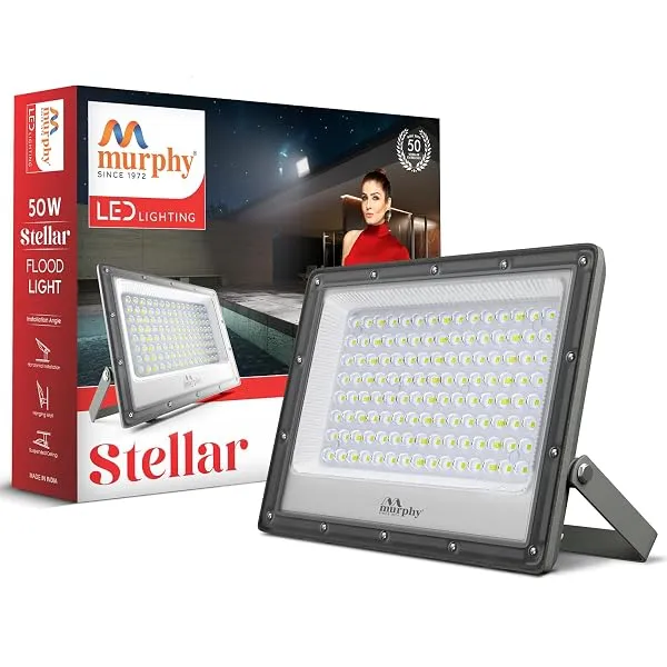 Murphy Stellar 50W LED Flood Light With 2-Year Warranty | Cool White | High Brightness Outdoor LED For Security, Landscape, Warehouse, Backyard | IP66 Waterproof | BIS Approved Pac — Linkbiz SmartDeal's