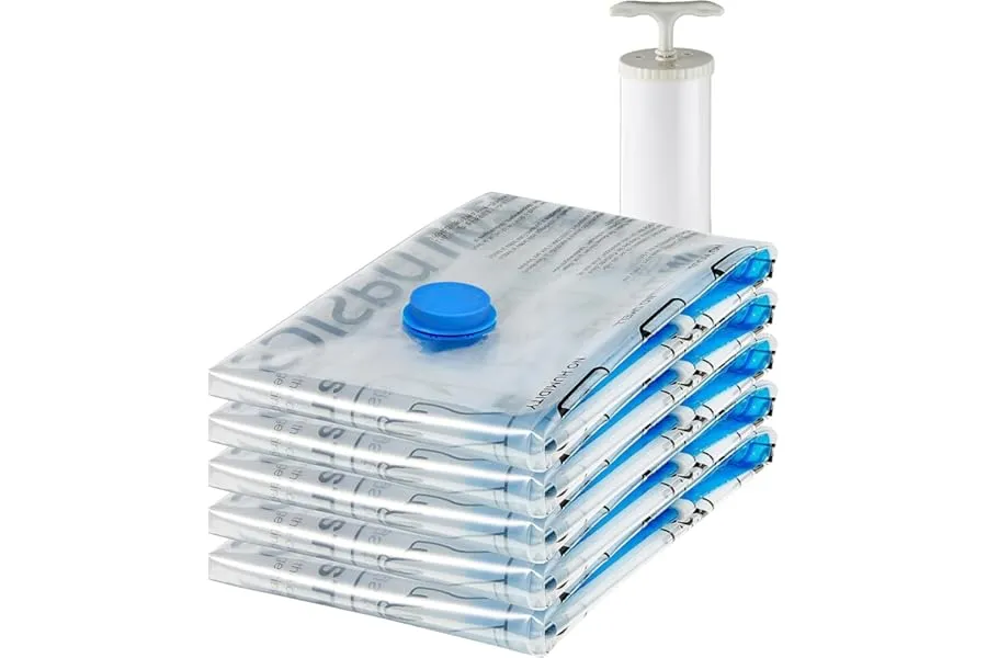 amazon basics Vacuum Compression Storage Bags with Hand Pump - Large, 5-Pack, Plastic — Linkbiz SmartDeal's