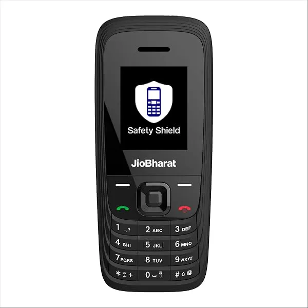 JIO JioBharat V4 4G Keypad Phone with Safety Shield Feature, JioTV, JioHotstar, JioSaavn, JioPay (UPI & SoundPay), LED Torch, Digital Camera, 1000mAh Battery | Black | Locked Netwo