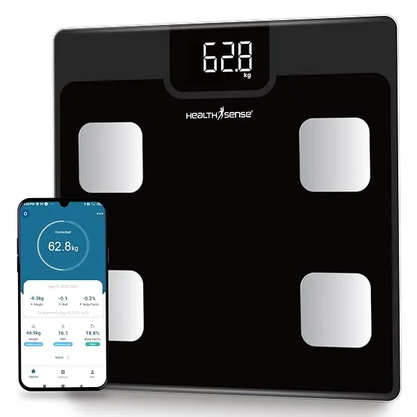 HealthSense BS161 Bluetooth BMI Digital Weight Machine with Fat Analyzer, Smart Body Composition Scale, Mobile App, 12 Body Parameters, LED Display & 1 Year Warranty,150 Kg. — Linkbiz SmartDeal's