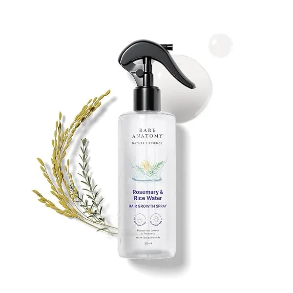Bare Anatomy Nature x Science Rosemary Water Spray for Hair Growth & Hair Thickness with Rice Water | 100% Natural Extract | Soft & Smooth Hair | Controls Hairfall & Adds Shine | N — Linkbiz SmartDeal's