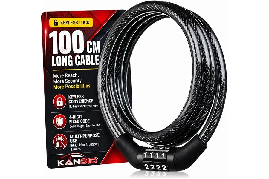 Kandid Multi-Purpose 𝗞𝗘𝗬𝗟𝗘𝗦𝗦 Helmet Lock for Mens Bike Cycle | Extra Long 8mm Thick | 4 — Linkbiz SmartDeal's