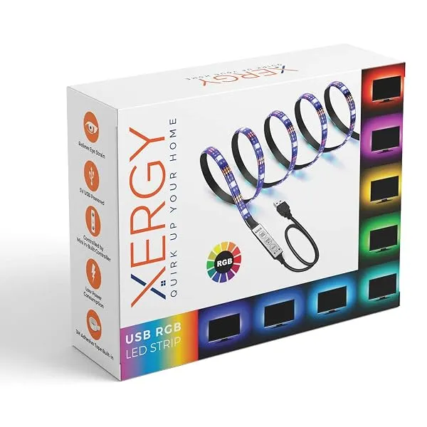 XERGY USB 5V Powered RGB LED Flexible Strip Light With Mini Controller (2 Meter for 32-49" TV's) — Linkbiz SmartDeal's