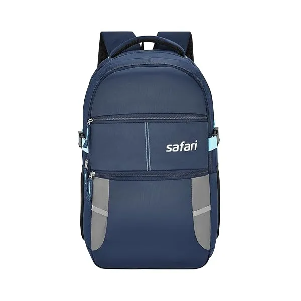 Safari Omega Spacious/Large 5 Compartment Laptop Backpack With Raincover, College Bag, Travel Bag For Unisex, Navy Blue, 30 Litre — Linkbiz SmartDeal's