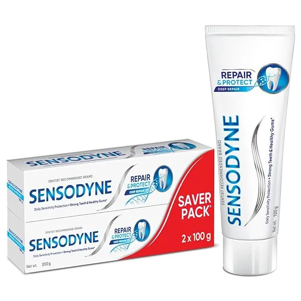 Sensodyne Toothpaste Repair and Protect | Tooth Paste for Daily Sensitivity Protection, Long-lasting Relief | Combo Pack - 200gm (100gm x 2) | Fresh Taste | Dentist Recommended — Linkbiz SmartDeal's