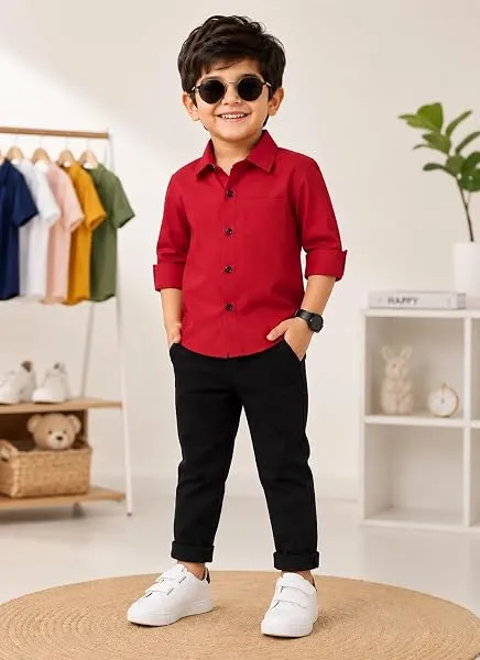 kidgarb Boys Light Blue Full Sleeve Shirt with Mandarin Collar — Linkbiz SmartDeal's