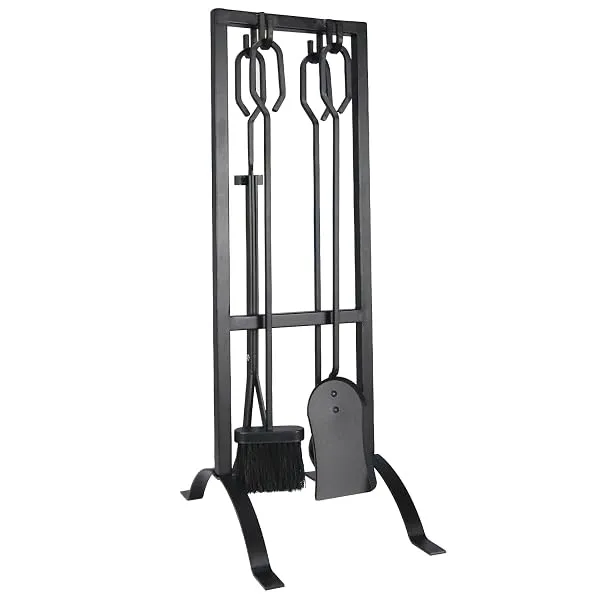 Solwet Modern Design Standalone VDFR503 Cast Iron Fireplace Tool Set Accessories Include Poker, Brush, Shovel, Tongs, and Stand (Box - 70 x 25 x 8 cm) — Linkbiz SmartDeal's