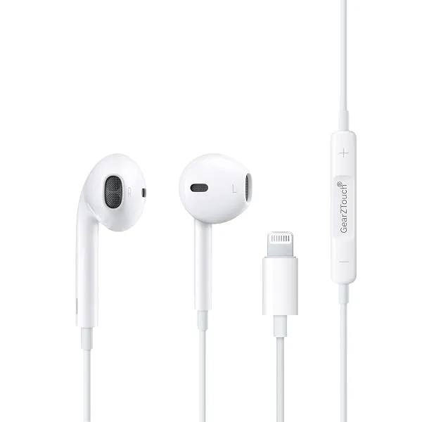 GearZTouch iSHOT Wired Earphones with HD Mic for iPhone, Active Noise Cancellation, in-Ear Silicone Design, 1.2M Cable, Button Control, Water Resistant Compatible with Phone 11/12/ — Linkbiz SmartDeal's