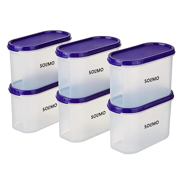 Amazon Brand - Solimo Modular Plastic Storage Container With Airtight Lid | BPA-Free Plastic | Microwave Safe | Dishwasher Safe | 1.2 Litres | Set of 6 (Blue) — Linkbiz SmartDeal's