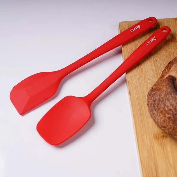 Clazkit Large Spatula & Large Spoon, Non-Stick Silicone Spatula Set for Cooking & Baking, Seamless Design Food-Grade & BPA-Free, Dishwasher Safe (RED) Set of 2 — Linkbiz SmartDeal's