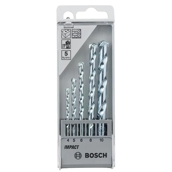 BOSCH 5-piece CYL-1 Masonry Drill Bit Set, For Professionals, Compact and Portable, Two-Cutter Tip, 2-flute U-shape, Impact Drill Compatibility, 5 Masonry Bits of 4mm, 5mm, 6mm, 8m — Linkbiz SmartDeal's