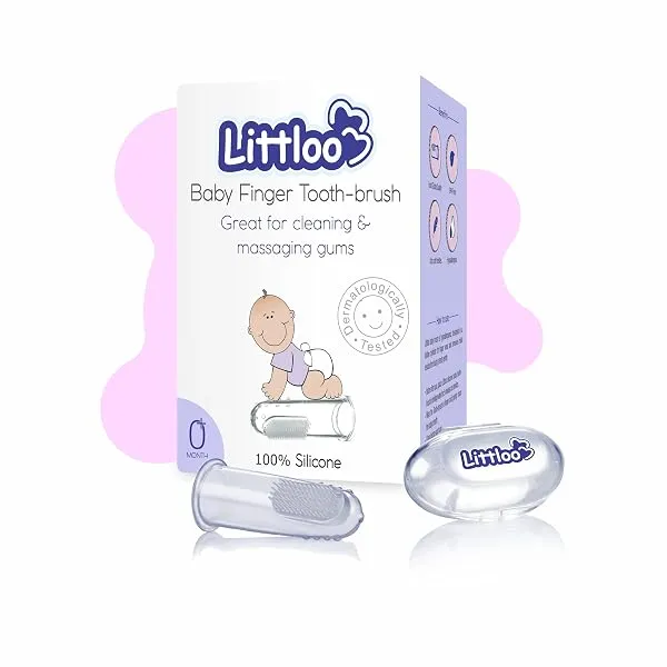 Littloo Baby Finger Toothbrush – 100% Silicone Infant Finger Brush for Cleaning & Massaging Gums – BPA Free – with Storage Case — Linkbiz SmartDeal's