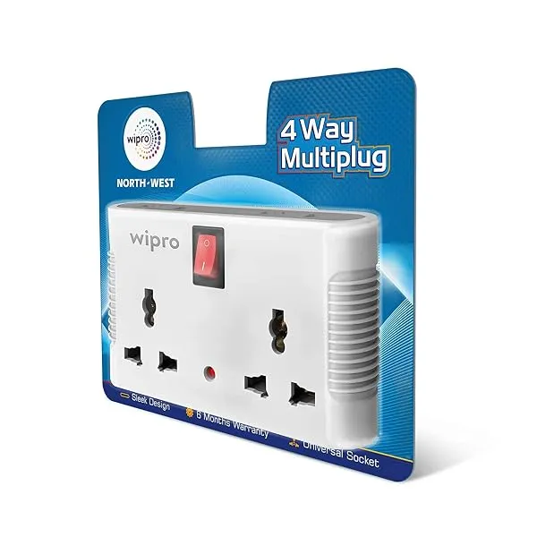 Wipro 4 way multiplug with 2 universal sockets — Linkbiz SmartDeal's