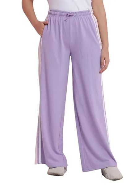 Li'l Tomatoes Girls Wide Leg Trackpant | 100% Looper Fabric | Side Stripe Design | Soft & Breathable Summer Wear | Elastic Waist with Drawstring | 9–16 Years — Linkbiz SmartDeal's
