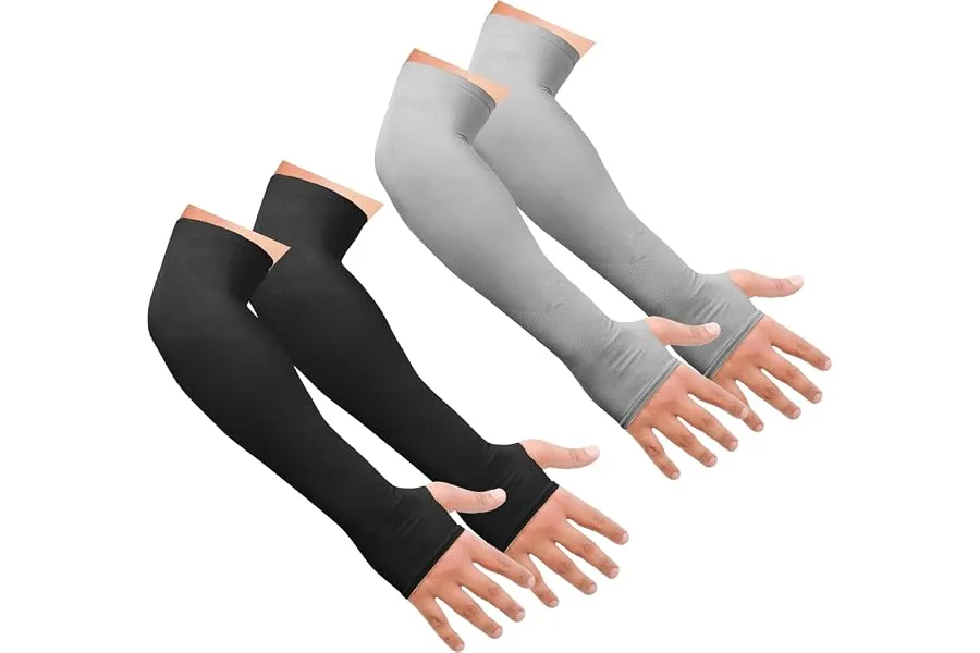 SNMMIFER UV Protection Arm Sleeves with Thumb Holes, Nylon Sun Protection Hand Cover for Runnin — Linkbiz SmartDeal's