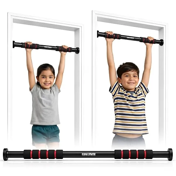 Kidsmate Hanging Rod and Pull Up Bar for Kids | Exercise Rod for Kids & Adults | 100 Kg Capacity | Stretching Bar for Growth, Posture & Exercise | No Drill Installation with Safety — Linkbiz SmartDeal's