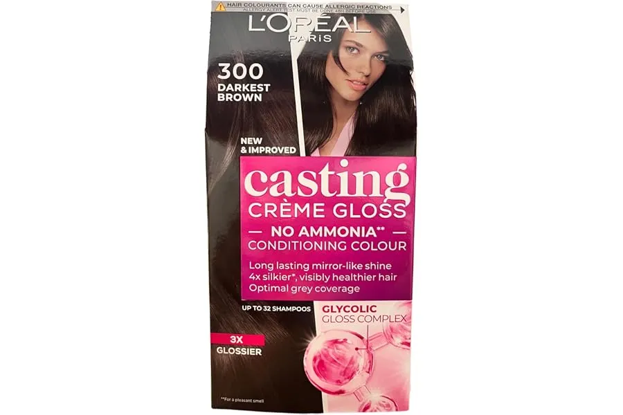L'Oreal Paris Casting Creme Gloss Hair Color, 300 Darkest Brown | Net Wt: 87.5g+72ml | Ammonia- — Linkbiz SmartDeal's