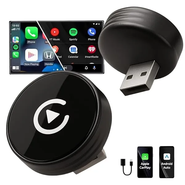 Carlizem® Wired to Wireless Android Auto & Carplay Adapter Cortex A7 Pro Processor| Quick Connection & Auto Reconnect | Bluetooth 5.4 & 5.8Ghz WiFi| 9 Months Warranty | Easy to Use — Linkbiz SmartDeal's