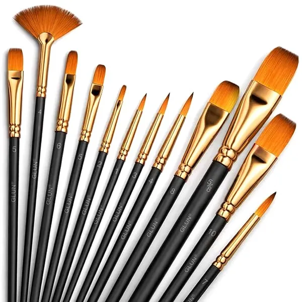 GLUN® Paint Brushes 12 Different Professional Drawing Paint Brushes, Wide and Fine Tip, Nylon Hair Artist Paintbrushes — Linkbiz SmartDeal's
