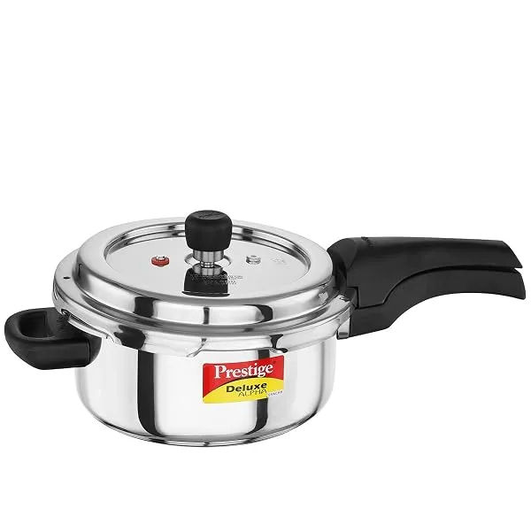 Prestige 3 Litre Stainless Steel Deluxe Alpha Svachh Outer Lid Pressure Cooker | 10Y Warranty | Deep Lid for Spillage Control | TRIPLY Base | Gasket Release System | Gas & Inductio — Linkbiz SmartDeal's