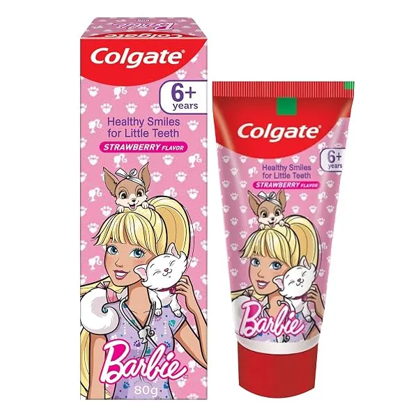 Colgate Kid's Barbie Anticavity Toothpaste -Strawberry Flavour for Cavity Protection, Enamel Protection (80g) — Linkbiz SmartDeal's