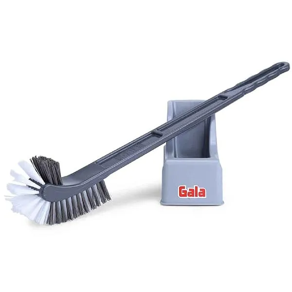 Gala Double Hockey Shape Toilet Cleaner Brush with Holder Stand, Toilet Cleaning Brush for Western and Indian Toilet, Bathroom Brush for Toilet Cleaning (Gray,Pack of 1) — Linkbiz SmartDeal's