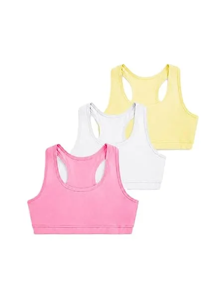 A.T.U.N. (ALL THINGS UBER NICE) Girls Cotton Sports Bra for Teen and Teenagers (Pack of 3) | Racerback Beginner Tshirt for Girls | Comfortable Training, Yoga & Workout Bra — Linkbiz SmartDeal's