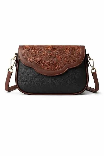 HaveGlam Floral Embossed Crossbody Sling Bag Small Shoulder Handbag for Daily Use Travel & Shopping Phone Purse with Adjustable Strap Lightweight Trendy Bag for Ladies & Girls — Linkbiz SmartDeal's