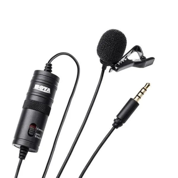 BOYA ByM1 Auxiliary Omnidirectional Lavalier Condenser Microphone with 20ft Audio Cable (Black) — Linkbiz SmartDeal's