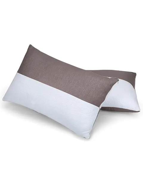 Amazon Basics Hollow Fiber Sleeping Pillow | Soft and Fluffy | Adjustable Height Pillows Set of 2 | White and Brown (27 x 16 Inches) — Linkbiz SmartDeal's