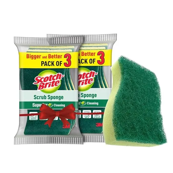 Scotch-Brite Scrub Sponge - Pack of 6 | Kitchen Scrubber with Sponge for Everyday Utensil Cleaning — Linkbiz SmartDeal's