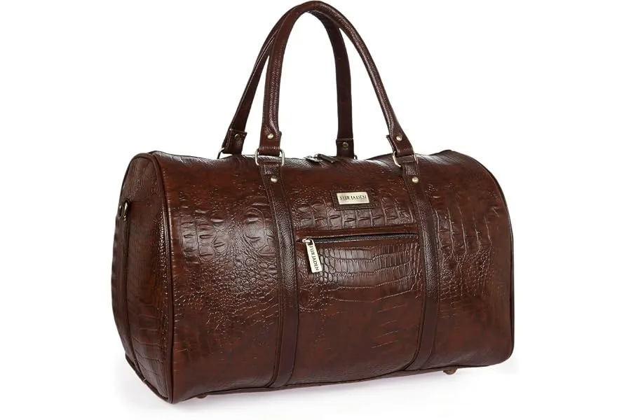 Fur Jaden Brown Textured Leatherette Stylish & Spacious Weekender Duffle Bag for Travel for Men — Linkbiz SmartDeal's
