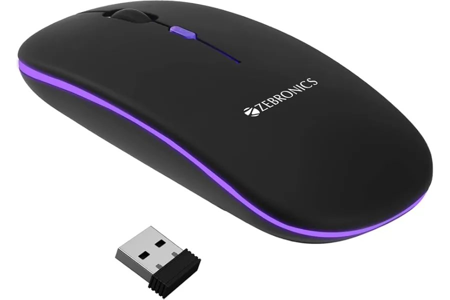 ZEBRONICS Blanc Slim Wireless Mouse | Rechargeable Battery, BT + 2.4GHz, 4 Buttons, 800/1200/16 — Linkbiz SmartDeal's