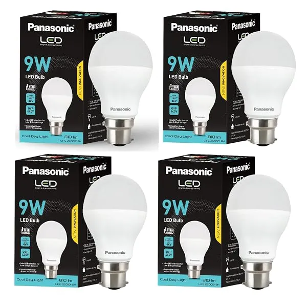 Panasonic Dura Saver 9W Bulb, B22 LED Bulb Base For Home & Office, 1 Year Warranty, Energy Efficiet, 6500K Cool Daylight (Pack of 4) — Linkbiz SmartDeal's