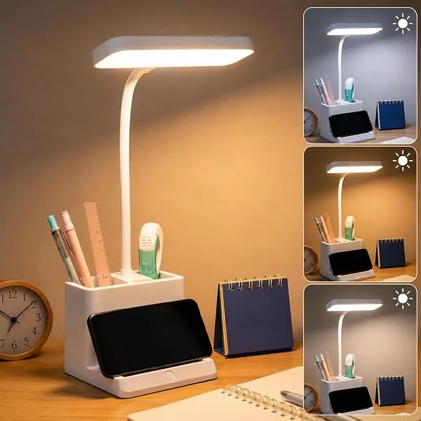 Niwlix Table Desk Lamp for Study Room with USB Cable | 3 Color Modes Mobile Holder Pen Holder | Eye Protection | Study & Reading Table Lamp | Touch Control | Non-Flickering — Linkbiz SmartDeal's