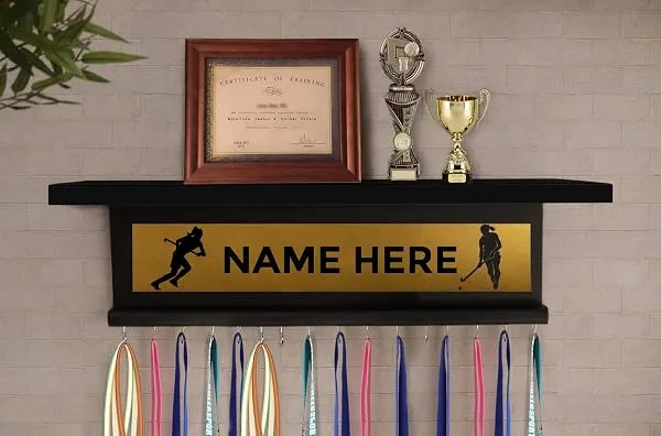 Customized Medal Holder Showcase Your Achievements in Style | Premium Sports Medal Wall Display (Wenge) — Linkbiz SmartDeal's