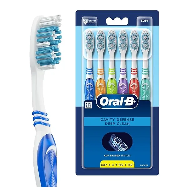 Oral-B Cavity Defense Soft Manual Toothbrush For Adults, Soft Bristles, Removes Bacteria for Cavity Protection, Multicolour, Oral B Dentist Recommended Brand (Super Saver Family Pa — Linkbiz SmartDeal's