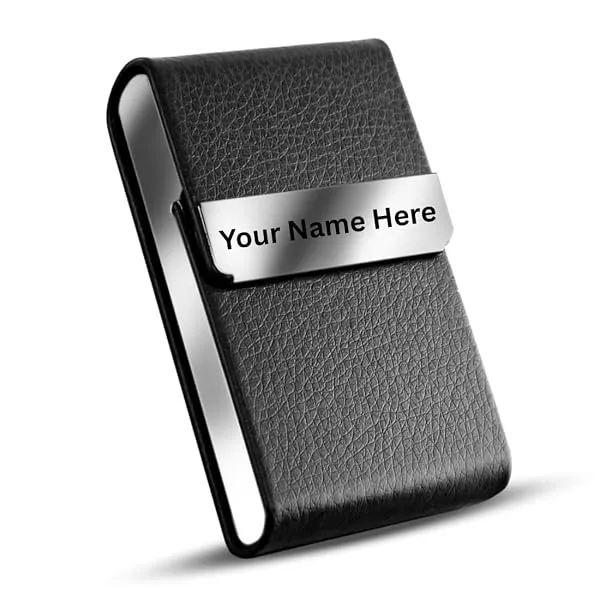 FELSTAR Customized/Personalized Card Holder with Name Engraved, Leather Professional Business Visiting Card Holder/Credit Card Holders Men, Women Day Gift, Corporate Gift for Emplo — Linkbiz SmartDeal's