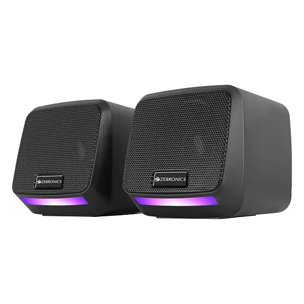 ZEBRONICS Igloo 1, 2.0 USB Computer Speakers, 8 Watts, Multicolor LED, USB Powered, AUX, Volume Control Pod for PC, Laptops, Desktop, Black — Linkbiz SmartDeal's