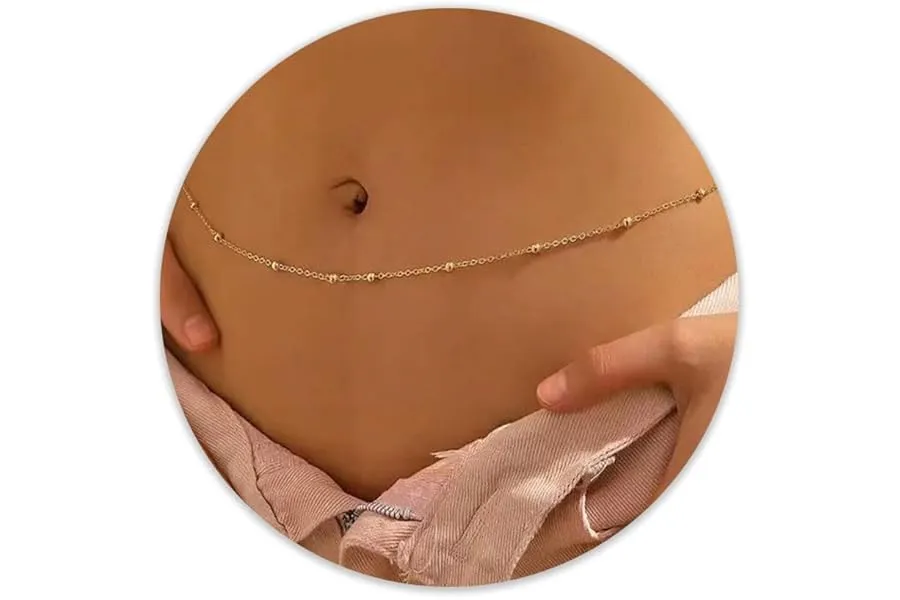 VAMA FASHIONS 18K Gold Plated Anti Tarnish Waterproof Adjustable Waist Hip Body Belly Chain Bel — Linkbiz SmartDeal's