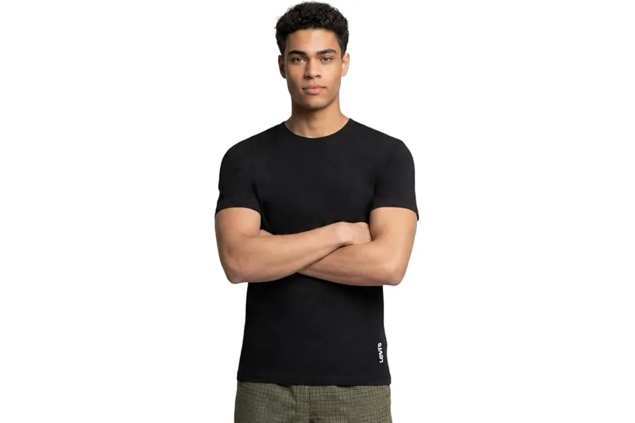 Levi's 025 Men's Premium Soft Cotton Solid T-Shirt - Round Neck, Short Sleeves with Side Brandi — Linkbiz SmartDeal's