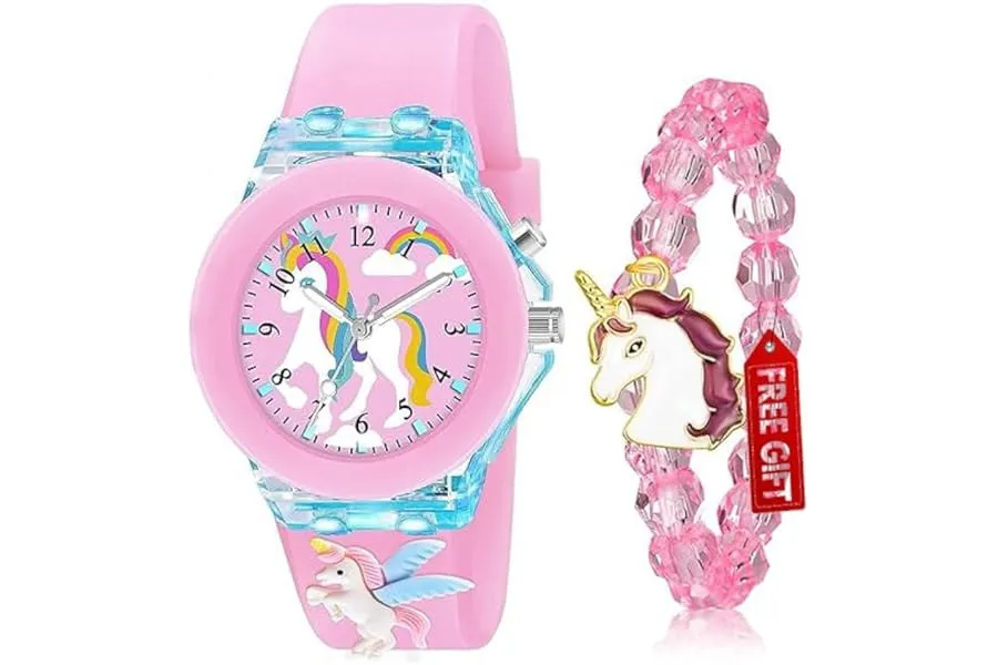 3 Pieces Kids Unicorn Watch Rabbit Watch Unicorn Bracelet Waterproof Toddler Analog Watch Light — Linkbiz SmartDeal's