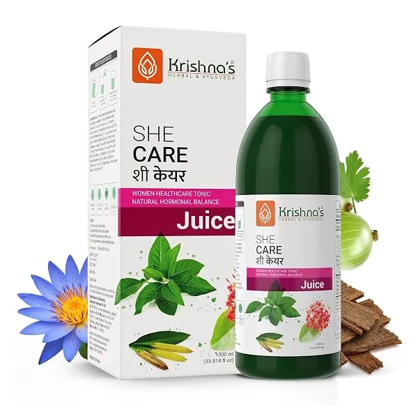 KRISHNA'S HERBAL & AYURVEDA Women's She Care Juice Infused With 5 Herbs for Hormonal Balance, Period Pain Relief, Hair & Skin Health, Clinically Proven - 1000 ml (Pack of 1) — Linkbiz SmartDeal's