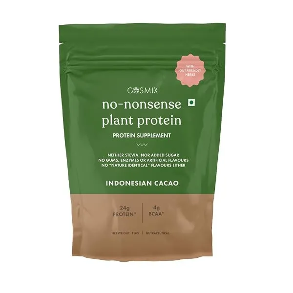 Cosmix No-Nonsense Plant Protein | 24 Protein/Serve, 1Kg Pouch | Indonesian Cacao (Chocolate) | Plant Based Protein, Pea & Rice Isolate | Clean, Easy to Digest | All Essential Amin — Linkbiz SmartDeal's