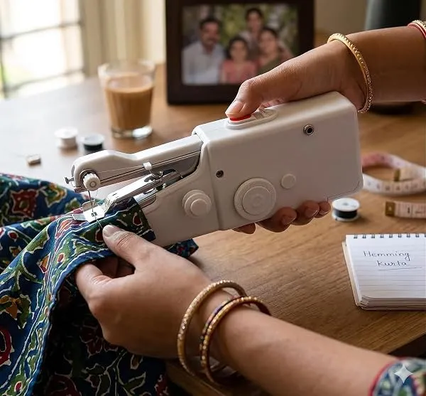 Primespot Electric Handy Stitch Mini Sewing Machine | Portable Handheld Silai Machine for Quick Stitching & Clothes Repair | Lightweight Stapler Style Sewing Tool for Home & Travel — Linkbiz SmartDeal's