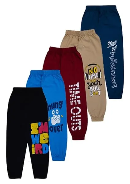 T2F Boy's Cotton Regular Fit Printed Track Pants (Pack fo 5) — Linkbiz SmartDeal's