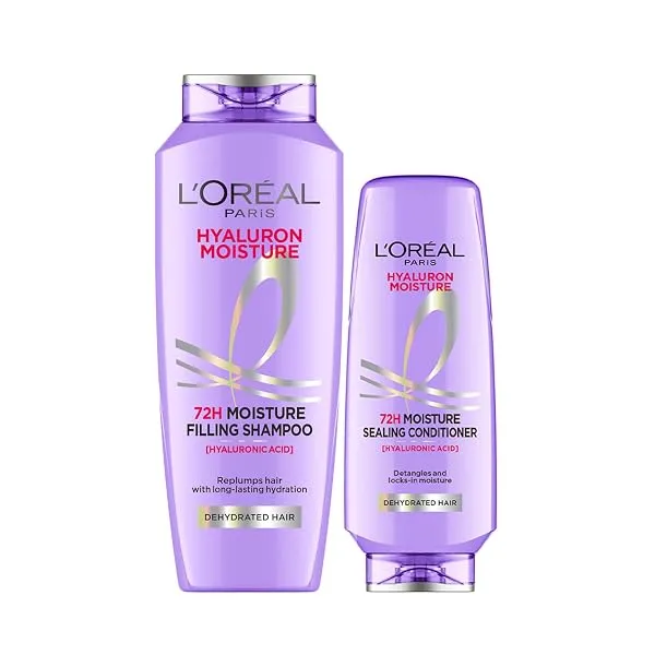 L'Oreal Paris Hyaluron Moisture 72H Filling Shampoo With Hyaluronic Acid for Dry & Dehydrated Hair 340ML + Conditioner 180 mL, Regime Pack of 2 — Linkbiz SmartDeal's