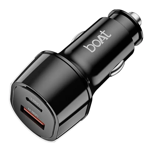boAt 55W Car Charger with Dual Port USB-A and USB-C; Supports QC, PD & PPS Advanced Charging Protocols | 12-Layer Smart IC Protection | Compact, Lightweight, Heat & Scratch Resista — Linkbiz SmartDeal's